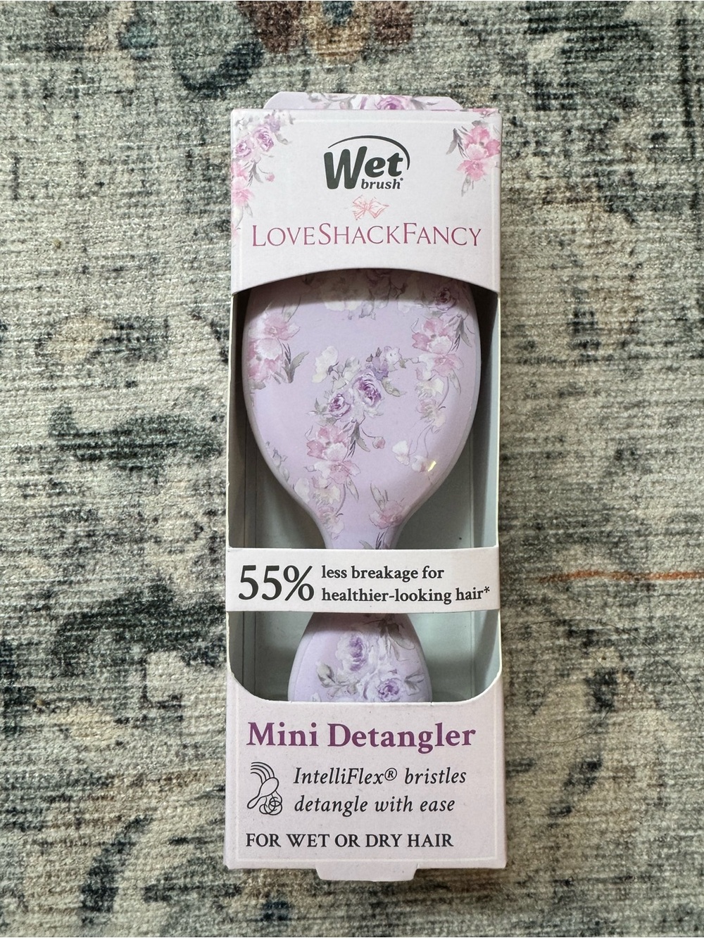 Target Wet Brush LoveShackFancy Floral Mini Detangler - Light Purple Hibiscus